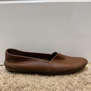 Minnetonka Shoes Womens Size 6.5 Brown Leather Moccasins Flat Slip On Comfort